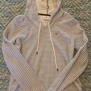 VINEYARD VINES Unisex Size S Blue White Striped Cotton Sweatshirt Hooded
